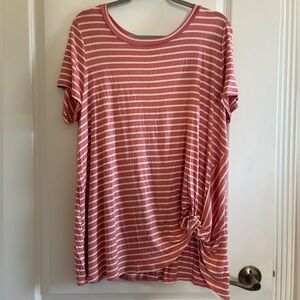 Striped Pink Knot-Front Top